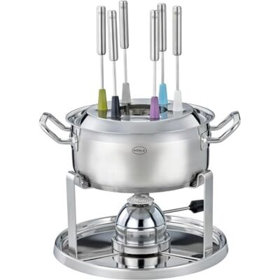 RÖSLE Fondue-Set für 6 Personen – Edelstahl Fondue-Topf 20 cm mit Glasdeckel, Gasbrenner 1000W, Klappbares Rechaud & Fondue-Zubehör, perfekt für Käsefondue oder Schokofondue RÖSLE Fondue-Set für 6 Personen – Edelstahl Fondue-Topf 20 cm mit Glasdeckel, Gasbrenner 1000W, Klappbares Rechaud & Fondue-Zubehör, perfekt für Käsefondue oder Schokofondue