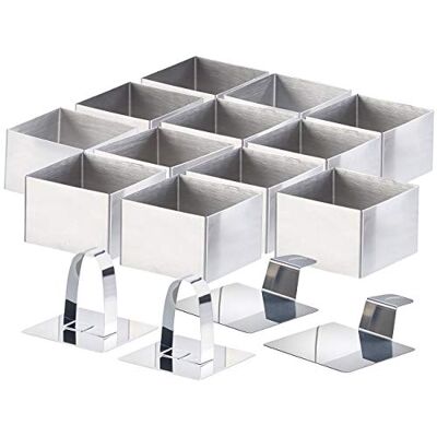Rosenstein & Söhne Speisering Edelstahl: 12 Dessert-/Speiseringe 8 x 8 x 5 cm, eckig, mit Heber & Stampfer (Dessert und Speiseringsets, Schaumspeiseringe, Pizza) Rosenstein & Söhne Speisering Edelstahl: 12 Dessert-/Speiseringe 8 x 8 x 5 cm, eckig, mit Heber & Stampfer (Dessert und Speiseringsets, Schaumspeiseringe, Pizza)