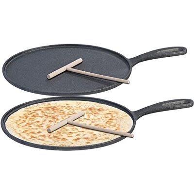 Rosenstein & Söhne Crepe Pfanne: Gusseiserne Crêpe-Pfanne für Grill und Herd mit Teigverteiler, 2er-Set (Crepe Induktion, Crêpe Induktion, Guss) Rosenstein & Söhne Crepe Pfanne: Gusseiserne Crêpe-Pfanne für Grill und Herd mit Teigverteiler, 2er-Set (Crepe Induktion, Crêpe Induktion, Guss)