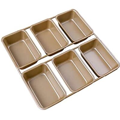 DUO Kohlenstoffstahl verknüpft 6 Hohlraum Square Mini Laib Pan Tablett Brotdosen Kuchenform Backwerkzeug (B) DUO Kohlenstoffstahl verknüpft 6 Hohlraum Square Mini Laib Pan Tablett Brotdosen Kuchenform Backwerkzeug (B)