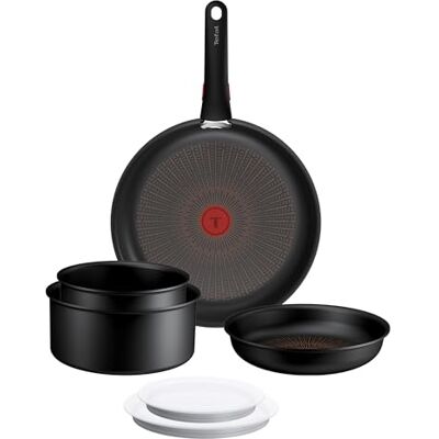 Tefal Ingenio Explore On 7-tlg. Kochgeschirr-Set, Fusion Core Antihaftversiegelung, stapelbar, platzsparend, Thermo-Signal, für alle Herdarten, sicherer Griff, mühelose Reinigung, Schwarz, P0009202 Tefal Ingenio Explore On 7-tlg. Kochgeschirr-Set, Fusion Core Antihaftversiegelung, stapelbar, platzsparend, Thermo-Signal, für alle Herdarten, sicherer Griff, mühelose Reinigung, Schwarz, P0009202