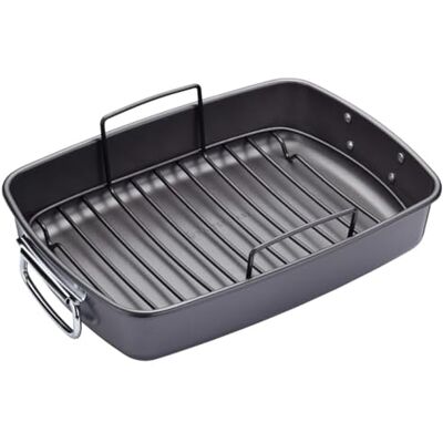 Master Class MasterClass Deep Roasting Tin mit Rack, Bratgeschirr für Backofen und Herd, Heavy Duty, rostfrei mit PTFE, PFOA und BPA frei Antihaft, spülmaschinenfest, 20-Jahres-Garantie, 40x28cm Master Class MasterClass Deep Roasting Tin mit Rack, Bratgeschirr für Backofen und Herd, Heavy Duty, rostfrei mit PTFE, PFOA und BPA frei Antihaft, spülmaschinenfest, 20-Jahres-Garantie, 40x28cm