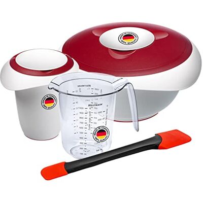 Westmark Koch- und Backset, 4tlg., Quirltopf 1 l, Rührschüssel 3,5 l je mit Deckel, Messkanne 1 l und Teigschaber, Kunststoff/Silikon, Duo, Transparent/Weiß/Rot/Schwarz, 315122E8, 28,0 x 28,0 x 22,0 Westmark Koch- und Backset, 4tlg., Quirltopf 1 l, Rührschüssel 3,5 l je mit Deckel, Messkanne 1 l und Teigschaber, Kunststoff/Silikon, Duo, Transparent/Weiß/Rot/Schwarz, 315122E8, 28,0 x 28,0 x 22,0