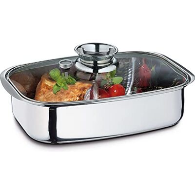 KÜCHENPROFI 2386102836 Cook Aromabräter, Edelstahl, Silber/Schwarz Aromaknopf 75 ml, Gittereinsatz, Mehrschichtboden, für alle Herdarten geeignet, Braten, Schmoren und Dämpfen KÜCHENPROFI 2386102836 Cook Aromabräter, Edelstahl, Silber/Schwarz Aromaknopf 75 ml, Gittereinsatz, Mehrschichtboden, für alle Herdarten geeignet, Braten, Schmoren und Dämpfen