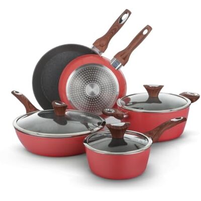 KASANOVA 1 GOLDEN 5 RED 8-TEILIGE BATTERIE, Geschmiedetes Aluminium Bakelit Glas KASANOVA 1 GOLDEN 5 RED 8-TEILIGE BATTERIE, Geschmiedetes Aluminium Bakelit Glas