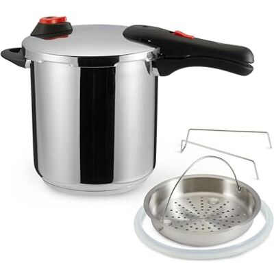 Amazon Schnellkochtopf aus Edelstahl, mit Dampfgarer und zusätzlichem Silikonring, 9 l, Stainless Steel Amazon Schnellkochtopf aus Edelstahl, mit Dampfgarer und zusätzlichem Silikonring, 9 l, Stainless Steel