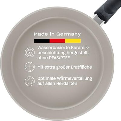 Fissler Ceratal Comfort/Aluminium-Pfanne hergestellt ohne PFAS/PTFE, Keramik-beschichtet (Ø 28 cm) Ceramic Bratpfanne antihaftend – Induktion, Grau Fissler Ceratal Comfort/Aluminium-Pfanne hergestellt ohne PFAS/PTFE, Keramik-beschichtet (Ø 28 cm) Ceramic Bratpfanne antihaftend – Induktion, Grau
