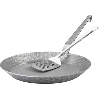 GRÄWE F400 Schmiedeeiserne Bratpfanne, Ø 28 cm, Eisenpfanne mit Wender 400° C hitzebeständig, Pfanne aus Eisen, kratzfeste Bratpfanne, unbeschichtet, Outdoor-Cooking, induktionsgeeignet GRÄWE F400 Schmiedeeiserne Bratpfanne, Ø 28 cm, Eisenpfanne mit Wender 400° C hitzebeständig, Pfanne aus Eisen, kratzfeste Bratpfanne, unbeschichtet, Outdoor-Cooking, induktionsgeeignet