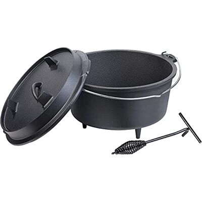 Rosenstein & Söhne Bräter: Dutch Oven aus Gusseisen mit Standfüßen, 2in1-Deckel & -Pfanne, 9 l (Camping Zubehör, Dutch Ovens mit Füßen, Wok) Rosenstein & Söhne Bräter: Dutch Oven aus Gusseisen mit Standfüßen, 2in1-Deckel & -Pfanne, 9 l (Camping Zubehör, Dutch Ovens mit Füßen, Wok)
