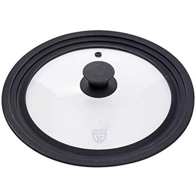 GRÄWE Universaldeckel für Pfannen & Töpfe Ø 24-28 cm, Deckel aus gehärtetem Glas mit Silikonrand, spülmaschinengeeignet Schwarz GRÄWE Universaldeckel für Pfannen & Töpfe Ø 24-28 cm, Deckel aus gehärtetem Glas mit Silikonrand, spülmaschinengeeignet Schwarz