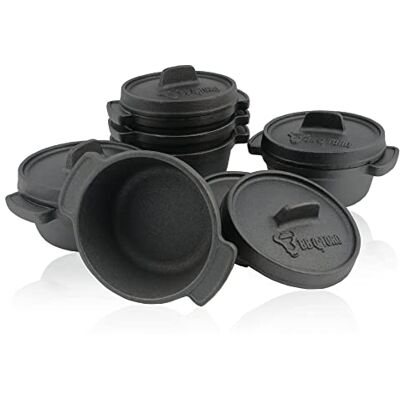 BBQ-Toro - 6x Ø11cm Mini - Ø11 cm - Mini - Cast Iron Serving Pots Set BBQ-Toro - 6x Ø11cm Mini - Ø11 cm - Mini - Cast Iron Serving Pots Set