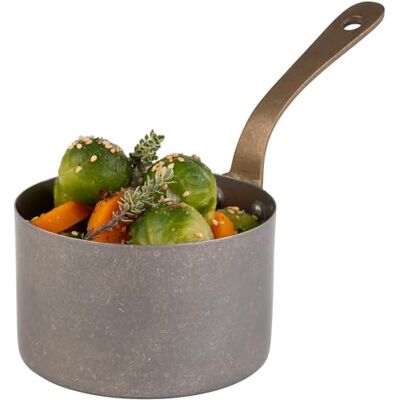 APS 40782 Serviertopf/Stielkasserolle "SNACKHOLDER", Edelstahl, Ø 9,5 cm, Höhe 5,5 cm, 0,3 Liter, Antik-Edelstahl-Look APS 40782 Serviertopf/Stielkasserolle "SNACKHOLDER", Edelstahl, Ø 9,5 cm, Höhe 5,5 cm, 0,3 Liter, Antik-Edelstahl-Look