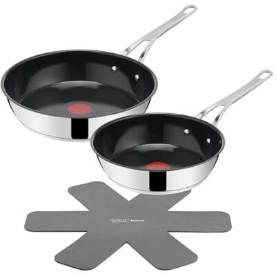 Tefal Jamie Oliver Classic Cook Pfannen-Set 24/28 cm, inkl. Pfannenschoner, antihaftbeschichtete Keramikoberfläche, Thermo-Signal, für alle Herdarten, Edelstahl, H881S355 Tefal Jamie Oliver Classic Cook Pfannen-Set 24/28 cm, inkl. Pfannenschoner, antihaftbeschichtete Keramikoberfläche, Thermo-Signal, für alle Herdarten, Edelstahl, H881S355