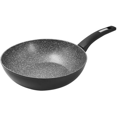 Zanetti Durapietra Black, Wok-Pfanne, antihaftbeschichtet, auch für Induktion, Durchmesser 28 cm, Farbe Dunkelgrau Metallic Zanetti Durapietra Black, Wok-Pfanne, antihaftbeschichtet, auch für Induktion, Durchmesser 28 cm, Farbe Dunkelgrau Metallic