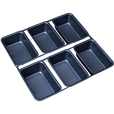 DUO Kohlenstoffstahl verknüpft 6 Hohlraum Square Mini Laib Pan Tablett Brotdosen Kuchenform Backwerkzeug (A) DUO Kohlenstoffstahl verknüpft 6 Hohlraum Square Mini Laib Pan Tablett Brotdosen Kuchenform Backwerkzeug (A)