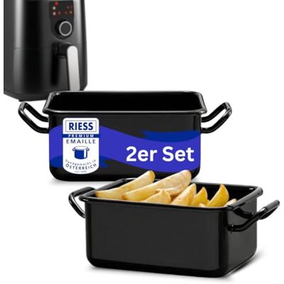 Riess Emaille Mini-Auflaufformen 2er Set – 15×11×7 cm Back- & Servierformen für Heißluftfritteusen, Backofen & Grill – Kratz- und Schnittfest, Leicht zu Reinigen – Qualitäts-Emaille aus Österreich Riess Emaille Mini-Auflaufformen 2er Set – 15×11×7 cm Back- & Servierformen für Heißluftfritteusen, Backofen & Grill – Kratz- und Schnittfest, Leicht zu Reinigen – Qualitäts-Emaille aus Österreich