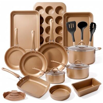 NutriChef Topf- und Pfannenset Induktion 20-teilig Marineblau – Antihaft-Kochgeschirr mit Deckeln und Backformen PFOA-frei, für gesundes Kochen und Backen, für alle Herdarten NutriChef Topf- und Pfannenset Induktion 20-teilig Marineblau – Antihaft-Kochgeschirr mit Deckeln und Backformen PFOA-frei, für gesundes Kochen und Backen, für alle Herdarten