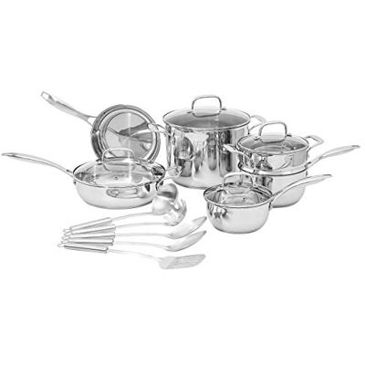 Amazon Kochgeschirr-Set, Edelstahl, 15Stück, Töpfe, Pfannen und Kochutensilien Amazon Kochgeschirr-Set, Edelstahl, 15Stück, Töpfe, Pfannen und Kochutensilien