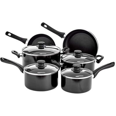 Amazon 6-teiliges Keramik-Antihaft-Kochgeschirrset mit Deckeln, Aluminium, Induktionsgeeignet, Ofenfest bis 150°C, Spülmaschinenfest Amazon 6-teiliges Keramik-Antihaft-Kochgeschirrset mit Deckeln, Aluminium, Induktionsgeeignet, Ofenfest bis 150°C, Spülmaschinenfest