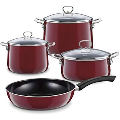 Riess , 0519-008, Starterset 4-teilig, ROSSO EXTRA, Rot, Emaille, Made in Österreich, LBH: 28,5x48,5x24,0cm, 7,570kg, Induktionskocher kompatibel, Gasherd geeignet, Elektroherd geeignet, Ofenfest Riess , 0519-008, Starterset 4-teilig, ROSSO EXTRA, Rot, Emaille, Made in Österreich, LBH: 28,5x48,5x24,0cm, 7,570kg, Induktionskocher kompatibel, Gasherd geeignet, Elektroherd geeignet, Ofenfest