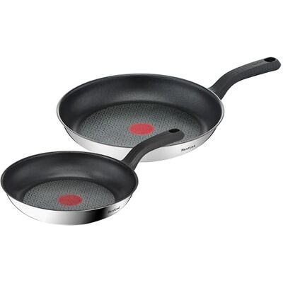 Tefal Comfort Max 2-tlg. Pfannen-Set, Power Resist Versiegelung, Thermo-Signal, Thermo-Fusion Boden, für alle Herdarten, ergonomisch, komfortabler Griff, einfache Reinigung, Edelstahl, G726S204 Tefal Comfort Max 2-tlg. Pfannen-Set, Power Resist Versiegelung, Thermo-Signal, Thermo-Fusion Boden, für alle Herdarten, ergonomisch, komfortabler Griff, einfache Reinigung, Edelstahl, G726S204