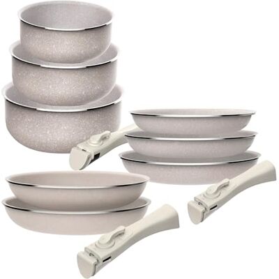 San Ignacio 8-teiliges Set: 5 Pfannen Ø 18 x 20 x 24 cm x 28 cm und 3 Töpfe Ø 16 x 18 x 20 cm aus gepresstem Aluminium mit ILAG-Beschichtung mit 2 abnehmbaren Griffen San Ignacio 8-teiliges Set: 5 Pfannen Ø 18 x 20 x 24 cm x 28 cm und 3 Töpfe Ø 16 x 18 x 20 cm aus gepresstem Aluminium mit ILAG-Beschichtung mit 2 abnehmbaren Griffen