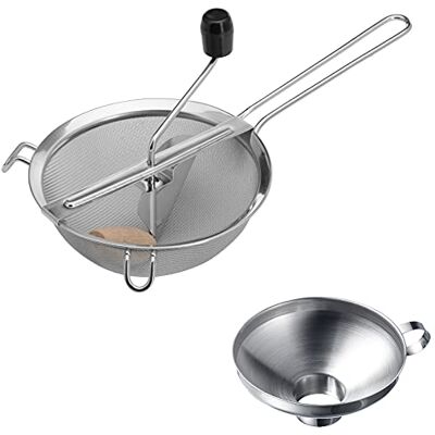 Westmark Einkoch-Set, 1 Passiersieb/Passe-vite + 1 Einmach-/Marmeladen-Trichter mit langem Einfüllstutzen, Rostfreier Edelstahl/Holz, Freches Früchtchen, Silber/Schwarz, 119822E6 Westmark Einkoch-Set, 1 Passiersieb/Passe-vite + 1 Einmach-/Marmeladen-Trichter mit langem Einfüllstutzen, Rostfreier Edelstahl/Holz, Freches Früchtchen, Silber/Schwarz, 119822E6