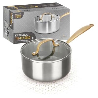 KASANOVA Kasserolle Tri-Ply Gold mit Deckel (18 cm) KASANOVA Kasserolle Tri-Ply Gold mit Deckel (18 cm)