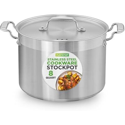 NutriChef 8L Suppentopf, Kochtopf Groß 32.5cm, Kochtopf Induktion, Cooking Pot- für Eintöpfe & Suppen, Grossraumtopf- mit Deckel, Edelstahl Griffe, Geeignet für Induktion, Keramik & Halogenkochfelder NutriChef 8L Suppentopf, Kochtopf Groß 32.5cm, Kochtopf Induktion, Cooking Pot- für Eintöpfe & Suppen, Grossraumtopf- mit Deckel, Edelstahl Griffe, Geeignet für Induktion, Keramik & Halogenkochfelder