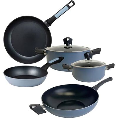 San Ignacio NOIA: Set NOIA, 7-teilig, Kochtöpfe Ø20 und Ø24 cm, mit Deckeln, Set mit 2 Pfannen Ø 20 und Ø26 cm und Wok Ø 30 cm San Ignacio NOIA: Set NOIA, 7-teilig, Kochtöpfe Ø20 und Ø24 cm, mit Deckeln, Set mit 2 Pfannen Ø 20 und Ø26 cm und Wok Ø 30 cm