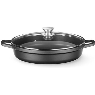 HENDI Kasserole, mit Deckel, geeignet für alle Herdarten, flacher Boden, backofenfest, Antihaftbeschichtung, Kochtopf, Servierpfanne, Bratpfanne, 4,3L, 425x332x(H)70mm, Aluminiumdruckguss HENDI Kasserole, mit Deckel, geeignet für alle Herdarten, flacher Boden, backofenfest, Antihaftbeschichtung, Kochtopf, Servierpfanne, Bratpfanne, 4,3L, 425x332x(H)70mm, Aluminiumdruckguss