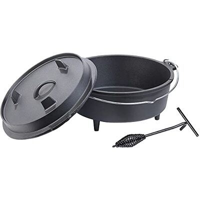 Rosenstein & Söhne Feuertopf: Dutch Oven aus Gusseisen mit Standfüßen, 2in1-Deckel & -Pfanne, 6 l (Gusseisen-Bräter, Dutch-Pfannen mit Deckeln, Wok) Rosenstein & Söhne Feuertopf: Dutch Oven aus Gusseisen mit Standfüßen, 2in1-Deckel & -Pfanne, 6 l (Gusseisen-Bräter, Dutch-Pfannen mit Deckeln, Wok)