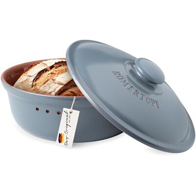 Romertopf Römertopf Brottopf rund 4,5 L Brotkasten Keramik mit Deckel, Blau-Grau Ø 30 cm, Platz für 1–2 Laibe oder viele Brötchen, atmungsaktive glasierte Keramik, spülmaschinengeeignet, seit 1967 Romertopf Römertopf Brottopf rund 4,5 L Brotkasten Keramik mit Deckel, Blau-Grau Ø 30 cm, Platz für 1–2 Laibe oder viele Brötchen, atmungsaktive glasierte Keramik, spülmaschinengeeignet, seit 1967