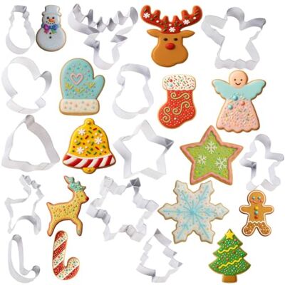 Rosenstein & Söhne Keksausstecher: Weihnachts-Ausstecher, 12-tlg. Set, Edelstahl, Kekse, Fondant, Deko (Weihnachtsausstecher, Keks Backform, Backen) Rosenstein & Söhne Keksausstecher: Weihnachts-Ausstecher, 12-tlg. Set, Edelstahl, Kekse, Fondant, Deko (Weihnachtsausstecher, Keks Backform, Backen)