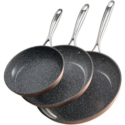 VEVOR Bratpfannen Set 3-tlg., Hochleistungs-Bratpfannen aus Aluminium (Antihaftbeschichtet), Kochpfanne Küchenkochgeschirr geeignet für Gas Elektro Induktion (Grau, 200/270 / 300 mm) VEVOR Bratpfannen Set 3-tlg., Hochleistungs-Bratpfannen aus Aluminium (Antihaftbeschichtet), Kochpfanne Küchenkochgeschirr geeignet für Gas Elektro Induktion (Grau, 200/270 / 300 mm)
