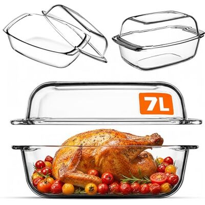 KADAX Auflaufform 7 L aus hitzebeständigem Glas – rechteckige Glasform zum Braten & Backen, feuerfestes Gefäß für Lasagne, Gemüseauflauf, Fleischgerichte & mehr, ofenfest & spülmaschinengeeignet KADAX Auflaufform 7 L aus hitzebeständigem Glas – rechteckige Glasform zum Braten & Backen, feuerfestes Gefäß für Lasagne, Gemüseauflauf, Fleischgerichte & mehr, ofenfest & spülmaschinengeeignet