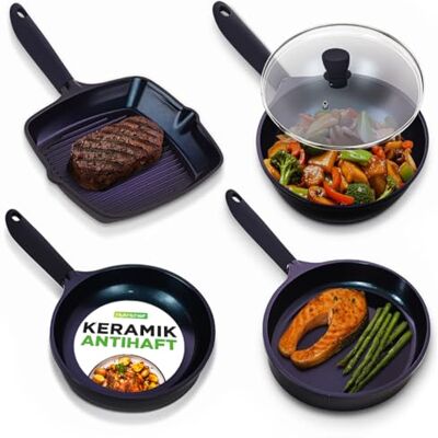 NutriChef Pfannenset 5-teilig – Grillpfanne, Wokpfanne, Bratpfanne 28 cm, Fischpfanne oval, Glasdeckel Antihaft, induktionsgeeignet, langlebiges Design, BPA-frei, ideal für gesundes Kochen NutriChef Pfannenset 5-teilig – Grillpfanne, Wokpfanne, Bratpfanne 28 cm, Fischpfanne oval, Glasdeckel Antihaft, induktionsgeeignet, langlebiges Design, BPA-frei, ideal für gesundes Kochen