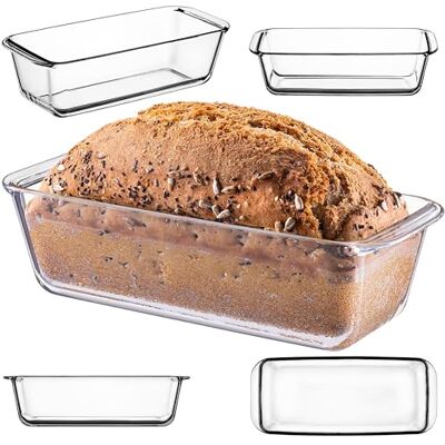 KADAX Brotbackform aus hitzebeständigem Glas, rechteckige Kastenform, Backform für Brot, Kuchen & Aufläufe, Auflaufform, Brotform, Kuchenform (28,5 x 12 x 7,4 cm) KADAX Brotbackform aus hitzebeständigem Glas, rechteckige Kastenform, Backform für Brot, Kuchen & Aufläufe, Auflaufform, Brotform, Kuchenform (28,5 x 12 x 7,4 cm)