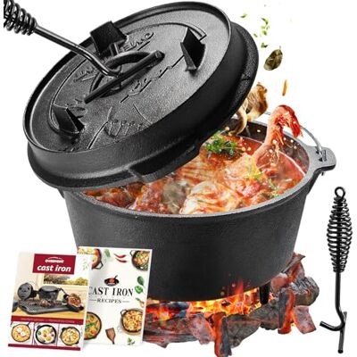 Overmont Dutch Oven-L - Hochwertiger Gusseisen-Campingtopf Overmont Dutch Oven-L - Hochwertiger Gusseisen-Campingtopf