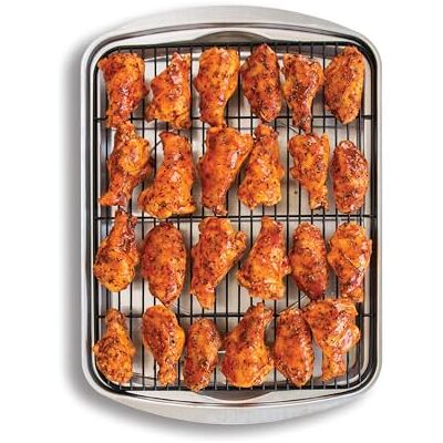 Nordic Ware Backblech, 2-teiliges Backblech, inklusive Pfanne und Gestell, natürliches Aluminium für Luftbraten, Knuspern, Braten, Backen Nordic Ware Backblech, 2-teiliges Backblech, inklusive Pfanne und Gestell, natürliches Aluminium für Luftbraten, Knuspern, Braten, Backen