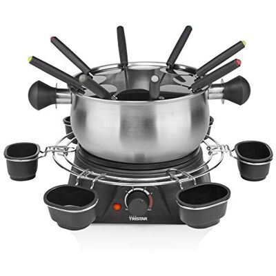 Tristar Elektrisches Fondue, 1,3 L, 1400 W, für 8 Personen, Saucenring Regelbarer Thermostat, Abnehmbarer Topf, Spülmaschinengeeignete Teile, Antirutschfüße, FO-1109 Tristar Elektrisches Fondue, 1,3 L, 1400 W, für 8 Personen, Saucenring Regelbarer Thermostat, Abnehmbarer Topf, Spülmaschinengeeignete Teile, Antirutschfüße, FO-1109