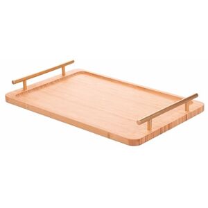 Tivoli Rechteckiges Tablett aus Bambus, 40 x 25 cm, Griffe Gold, Natur Tivoli Rechteckiges Tablett aus Bambus, 40 x 25 cm, Griffe Gold, Natur