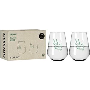 RITZENHOFF 3923001 Wasserglas 500 ml 2er Set Organix Nr. 1 organische Farbe Grün, 45% recyceltes Glas Made in Germany RITZENHOFF 3923001 Wasserglas 500 ml 2er Set Organix Nr. 1 organische Farbe Grün, 45% recyceltes Glas Made in Germany