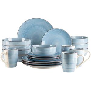 MÄSER , Serie Valmera, Speisegeschirr für 4 Personen, Geschirr im Vintage-Look, Steinzeug, hellblau MÄSER , Serie Valmera, Speisegeschirr für 4 Personen, Geschirr im Vintage-Look, Steinzeug, hellblau