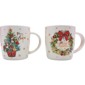 Dekohelden24 Becherset, Kaffeebecher, Glühweinbecher, Trinkbecher mit Adventskranz und Tannenbaum im 2er Set aus Porzellan, Größe: L/B/H ca. 14 x 8 x 10 cm, Fassungsvermögen 360ml pro Tasse. Dekohelden24 Becherset, Kaffeebecher, Glühweinbecher, Trinkbecher mit Adventskranz und Tannenbaum im 2er Set aus Porzellan, Größe: L/B/H ca. 14 x 8 x 10 cm, Fassungsvermögen 360ml pro Tasse.