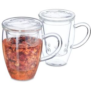 Relaxdays Teegläser - 2 st, 450ml, mit Sieb & Deckel Relaxdays Teegläser - 2 st, 450ml, mit Sieb & Deckel