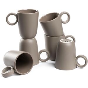 LEONARDO HOME Kaffeetasse ROMA 6er Set • moderne Becher mit Henkel • Inhalt 400 ml • Handgefertigt aus hochwertiger Keramik • stapelbar • spülmaschinen- & mikrowellengeeignet • taupe • 027926 LEONARDO HOME Kaffeetasse ROMA 6er Set • moderne Becher mit Henkel • Inhalt 400 ml • Handgefertigt aus hochwertiger Keramik • stapelbar • spülmaschinen- & mikrowellengeeignet • taupe • 027926