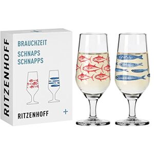 RITZENHOFF 3871002 Schnaps-Glas 40 ml 2er Set Serie Brauchzeit Nr. 3 + 4 Fisch-Motiv rund, Rot und Blau Made in Germany RITZENHOFF 3871002 Schnaps-Glas 40 ml 2er Set Serie Brauchzeit Nr. 3 + 4 Fisch-Motiv rund, Rot und Blau Made in Germany