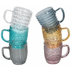 Tivoli Set mit 6 Kaffeetassen, 90 ml, aus farbigem Glas, Geometrie Tivoli Set mit 6 Kaffeetassen, 90 ml, aus farbigem Glas, Geometrie