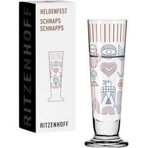RITZENHOFF 1061015 Schnaps-Glas 40 ml Serie Heldenfest, Motiv Nr. 15, Shotglas 4 cl rund, mehrfarbig Made in Germany RITZENHOFF 1061015 Schnaps-Glas 40 ml Serie Heldenfest, Motiv Nr. 15, Shotglas 4 cl rund, mehrfarbig Made in Germany